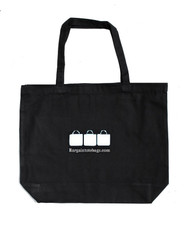 20"x16"x5" Black Canvas Tote Bag with One Color Screen