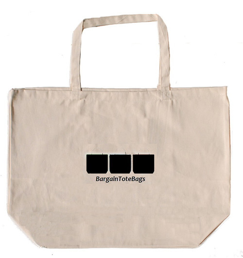 27"x17"x7" Natural Twill Tote Bag with One Color Screen Print