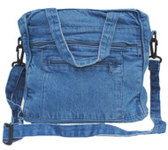 10"x10"x3" Washed Denim Cross Body Tablet Bag
