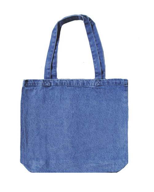 13.5"x15"x4" Washed Denim Tote Bag