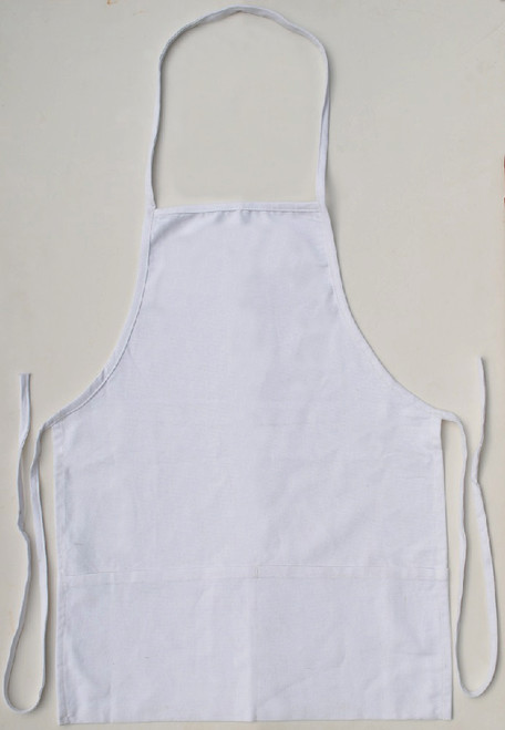 Sturdy 18"x24" White Cotton Canvas Apron with Pockets for Larger Kids