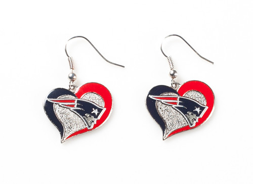 New England Patriots Swirl Heart Earrings