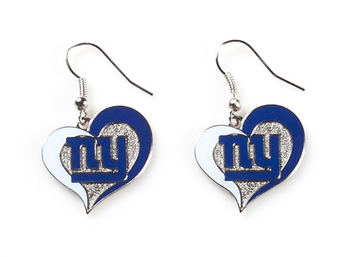 New York Giants Swirl Heart Earrings