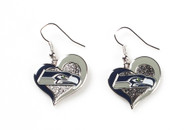 Seattle Seahawks Swirl Heart Earrings