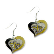 New Orleans Saints Swirl Heart Earrings