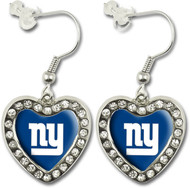 New York Giants Crystal Heart Earrings