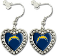 San Diego Chargers Crystal Heart Earrings