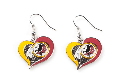 Washington Redskins Swirl Heart Earrings