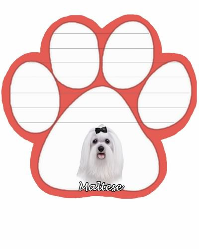 Maltese Dog Paw Magnetic Note Pad