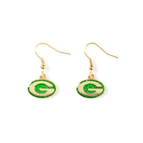 Green Bay Packers Glitter Dangle Earrings