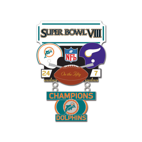 Super Bowl VIII (8) Dolphins vs. Vikings Champion Lapel Pin