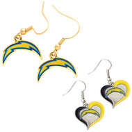 San Diego Chargers Logo and Swirl Heart Earrings