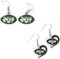 New York Jets Logo and Swirl Heart Earrings