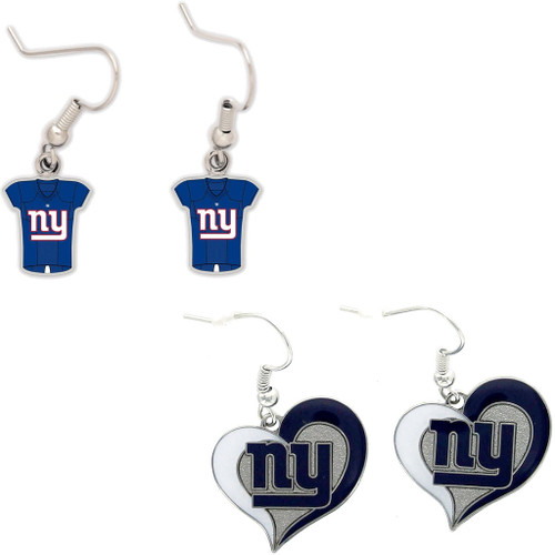 New York Giants Jersey and Swirl Heart Earrings