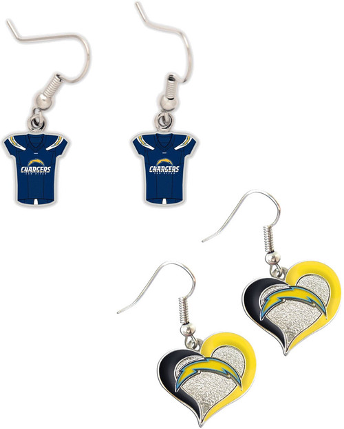 San Diego Chargers Jersey and Swirl Heart Earrings