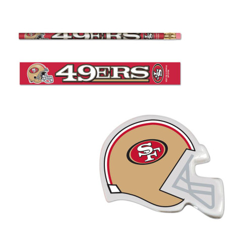 San Francisco 49ers Six (6) Erasers and Six (6) Pencils