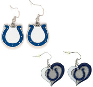 Indianapolis Colts Logo and Swirl Heart Earrings