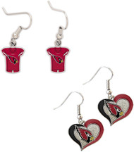 Arizona Cardinals Jersey and Swirl Heart Earrings