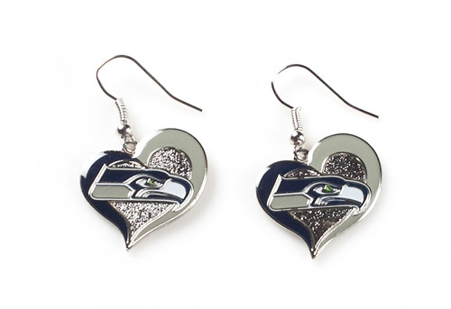 Seattle Seahawks Swirl Heart Earrings (2 Pack)