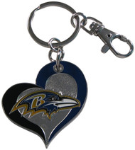 Baltimore Ravens Swirl Heart Keychain