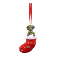 Santa's Little Pals Chocolate Labrador Stocking Christmas Ornament