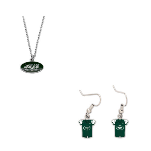 New York Jets Logo Necklace and Jersey Earrings