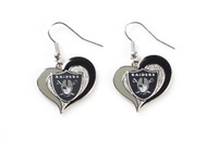 Oakland Raiders Swirl Heart Earrings