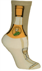 White Wine Bottle  Cotton Ladies Socks