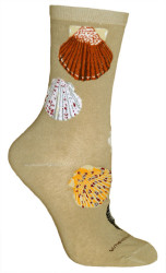 Shells Khaki Cotton Ladies Socks