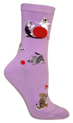 Kittens Lavender Cotton Ladies Socks