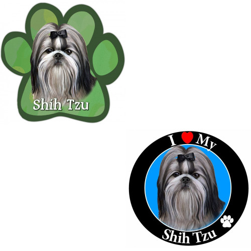 Bundle: Two (2) Black and White Shih Tzu Magnets