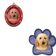 Bundle - 2 Items: Labradoodle Spinning Keychain and Paw Magnet