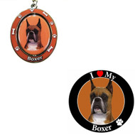 Bundle - 2 Items: Cropped Boxer Spinning Keychain and I Love My Magnet