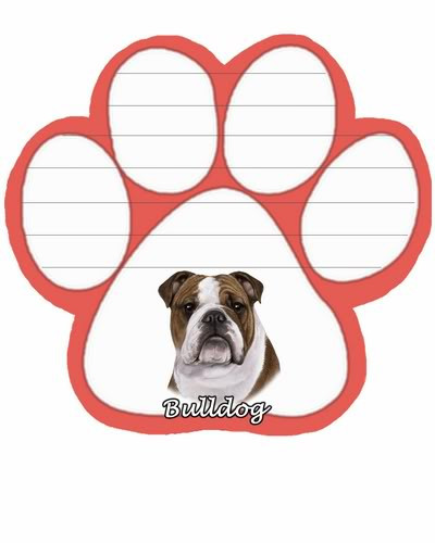 Bulldog Dog Paw Magnetic Note Pad