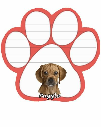 Puggle Dog Paw Magnetic Note Pad