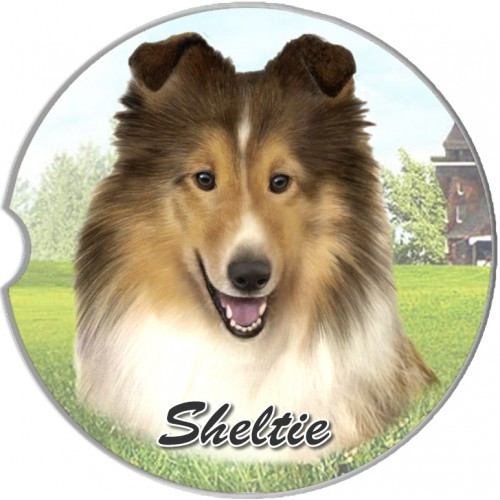 Sheltie Absorbent Car Cup Coaster