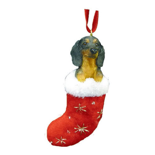 Santa's Little Pals Black Dachshud Stocking Christmas Ornament