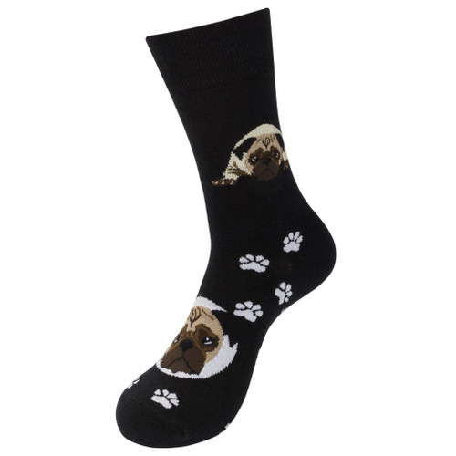 Pug One Size Fits Most Black Socks