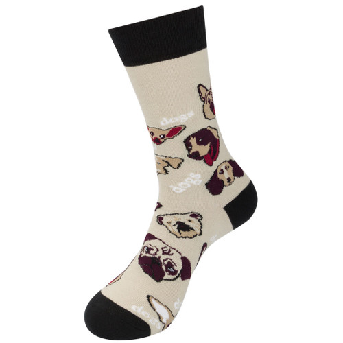 Dogs dogs dogs One Size Fits Most Beige Socks