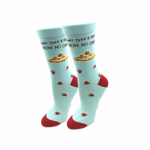 Don't Take Crepe One Size Fits Most Light Blue Ladies Crew Socks