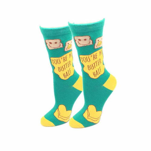 Butter Half One Size Fits Most Teal Ladies Crew Socks