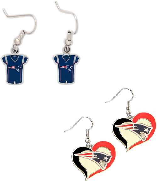 New England Patriots Jersey and Swirl Heart Earrings