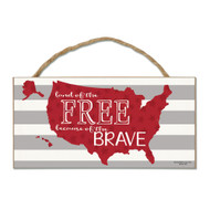USA Land of the Free Wood Sign with Rope