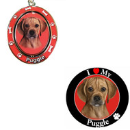 Bundle - 2 Items: Puggle Spinning Keychain and I Love My Magnet