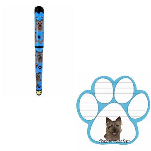Bundle - 2 Items: Cairn Terrier Dog Paw Magnetic Note Pad & Gel Pen