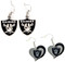 Oakland Raiders Logo and Swirl Heart Earrings