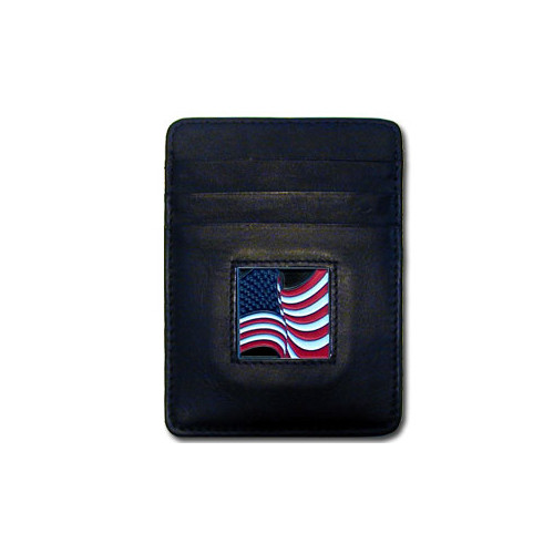 American Flag Leather Money Clip Cardholder