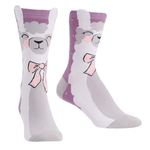 Gllama-rous One Size Fits Most White Ladies Crew Socks