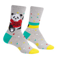 Free Hugs Bear Hug One Size Fits Most Grey Ladies Crew Socks