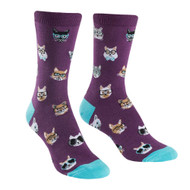 Smarty Cats One Size Fits Most Purple Ladies Crew Socks
